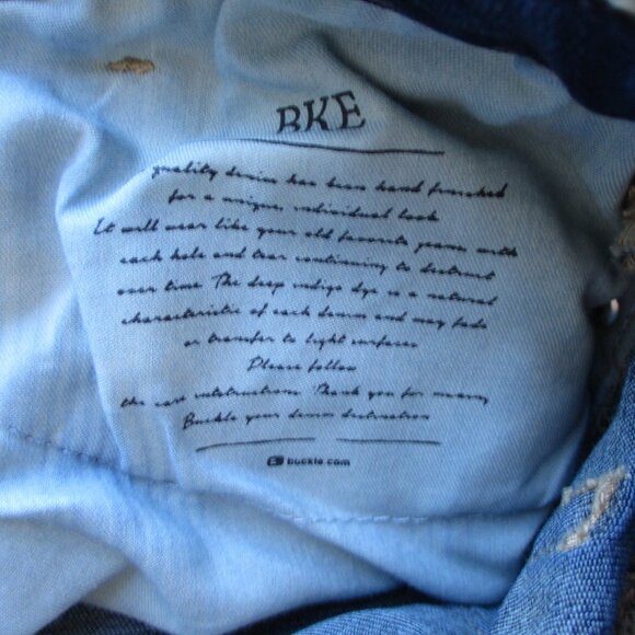 BKE Buckle Super Flare PARKER Jeans Womens 32 Blue Stretch Fit 36x30 Denim Fray - Picture 9 of 16